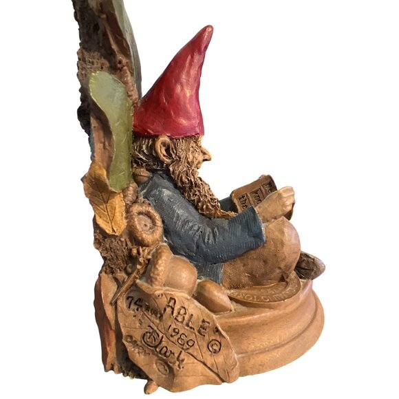 Vintage Tom Clark Betty Able Gnome Bookends 6.5" Tall Books Tree Bark Estate - Picture 8 of 10